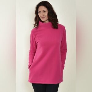 EUC! Nantucket Fleece Tunic with Cowl Neck in Berry, sz L